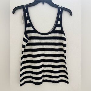 J. Crew Black and White Striped Linen Tank Top